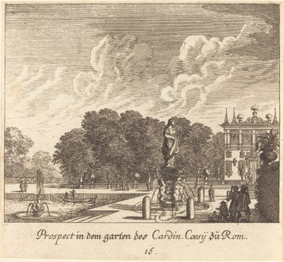 Gärten des Kardinals Coessi, Rom von Melchior Küsel after Johann Wilhelm Baur