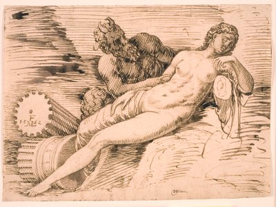 Ein Satyr, der die schlafende Antiope ausspioniert von Melchior Lorck