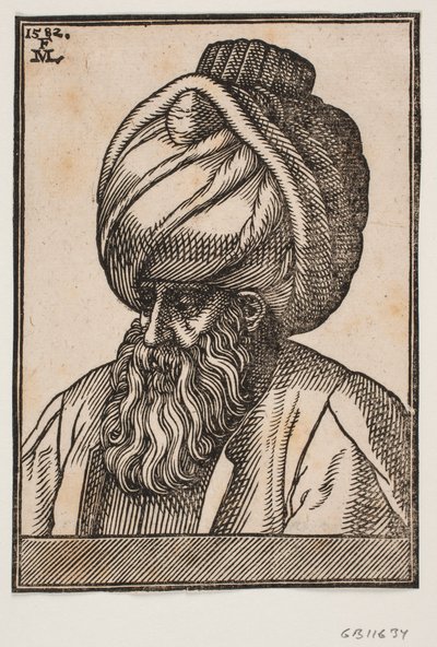 Büste eines vollbärtigen Mannes mit Turban, 3/4 Profil nach links von Melchior Lorck