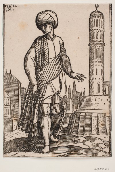 Eleganter junger Mann mit Turban und langem Schal von Melchior Lorck