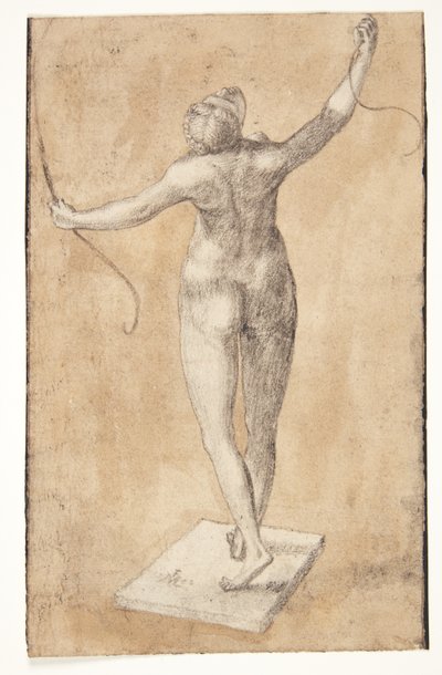 Studie einer nackten Frau von hinten gesehen von Melchior Lorck