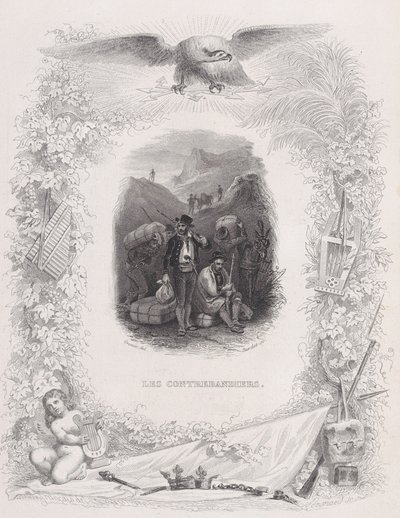 Die Schmuggler, aus Die Lieder von Béranger, 1829 von Melchior Peronard