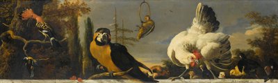 Vögel auf einer Balustrade von Melchior d
