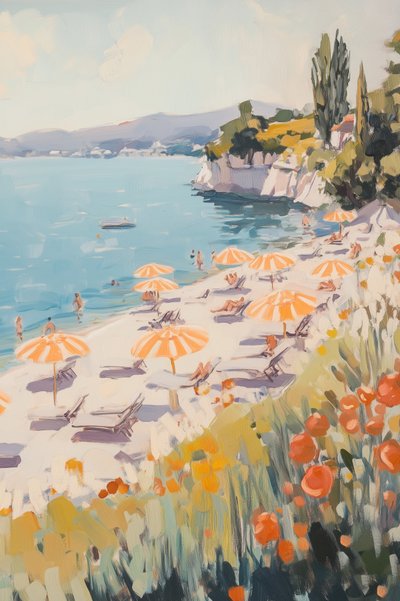 Mittelmeer Strandtag von Melloi Art Prints