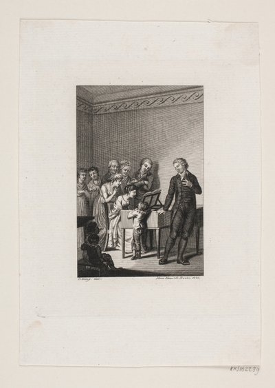 Illustration mit Gesellschaft um ein Spinett von Meno Haas