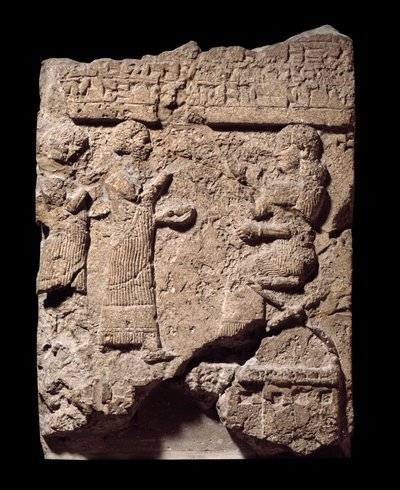 Mesopotamien: Kalksteinrelief von Schreibern, die die Beute während der Plünderung von Musasir aufnehmen. Aus dem Palast von Sargon II. in Khorsabad (Khunsabad). 710 v. Chr. Paris, Louvre Museum von Mesopotamian Mesopotamian