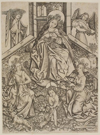 Maria mit Jesuskind, Die Heilige Margarete und Die Heilige Katharina von Mester ES