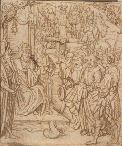 St. Peter vor Kaiser Nero und die Kreuzigung von St. Peter von Mesteren for Aachen alteret