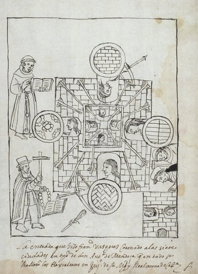 Die spanische Eroberung, aus Historia de Tlaxcala von Diego Muñoz Camargo von Mexican School