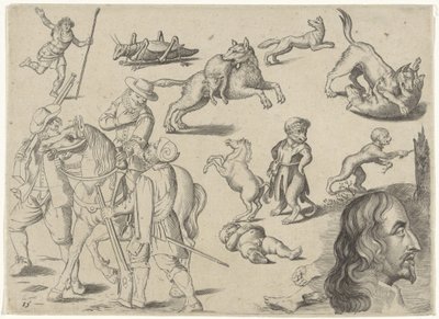 Studienblatt mit Zeichenbeispielen: Figuren und Tiere von Michael Snijders
