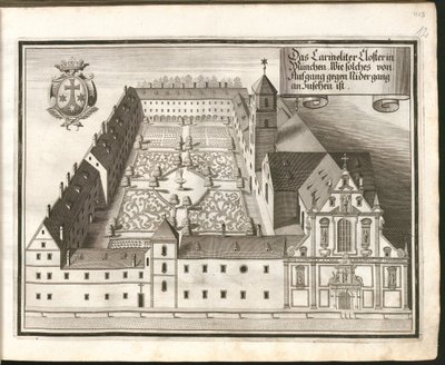Das Karmeliterkloster in München, wie es von Osten nach Westen zu sehen ist von Michael Wening