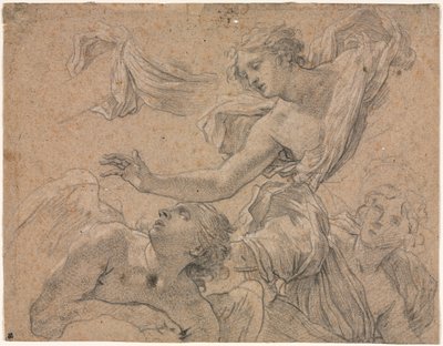 Studien von Engeln (recto), Panthea vor Cyrus (verso), 1655-1660 von Michel Dorigny