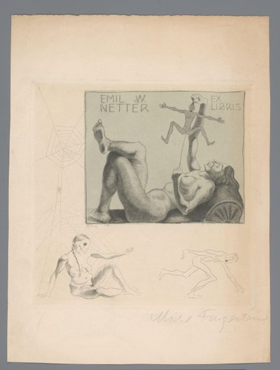 Ex libris von Emil W. Netter von Michel Fingesten (signed by artist)
