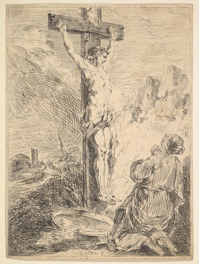 Maria Magdalena betet am Fuß des Kreuzes von Michel Francois Dandre Bardon