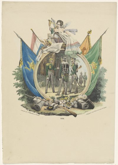 Medaille mit Freiwilligen Jägern der Leidener Hochschule, 1830 von Michel Mourot