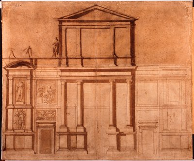 Zeichnung der Fassade von San Lorenzo von Michelangelo (after) Buonarroti