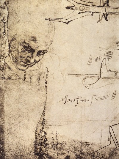 Gesicht, Zeichnung von Michelangelo, Kabinett der Zeichnungen und Drucke, Uffizien, Florenz von Michelangelo Buonarroti