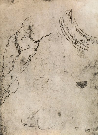 Männliche Beine, Studie von Michelangelo. Gabinetto dei Disegni e delle Stampe, Uffizien, Florenz von Michelangelo Buonarroti