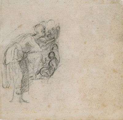 Seite aus einem Skizzenbuch: Eine Frau in Schwarz, ca. 1490-1560 von Michelangelo Buonarroti