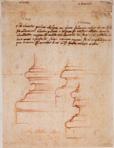 Säulenbasen für die Neue Sakristei, handschriftliche Inschriften von Michelangelo Buonarroti