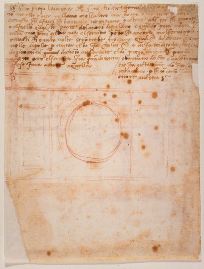 Skizzen für die Trommel der Kuppel von Santa Maria del Fiore und Brief an den Kardinal von Bibbiena von Michelangelo Buonarroti