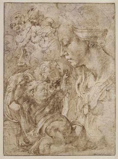 Studien für eine Heilige Familie mit Johannes dem Täufer als Kind, 1505 von Michelangelo Buonarroti