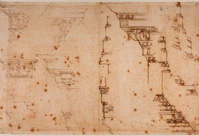 Studien von architektonischen Elementen von Michelangelo Buonarroti