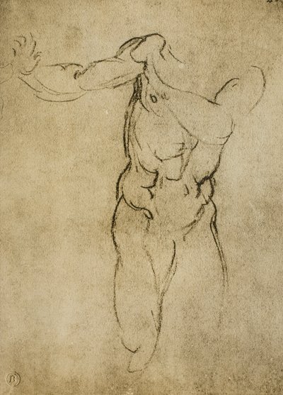 Studie für eine männliche Büste, Zeichnung von Michelangelo. Casa Buonarroti, Florenz von Michelangelo Buonarroti