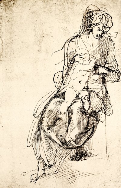 Studie für die Madonnenstatue in der Medici-Kapelle in Florenz von Michelangelo Buonarroti