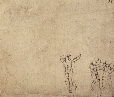 Studie von Aktfiguren: Zeichnung von Michelangelo. Casa Buonarroti, Florenz von Michelangelo Buonarroti