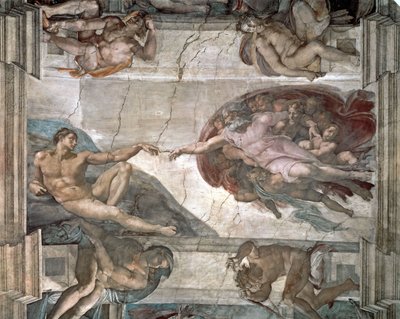 Die Erschaffung Adams aus der Sixtinischen Kapelle von Michelangelo Buonarroti