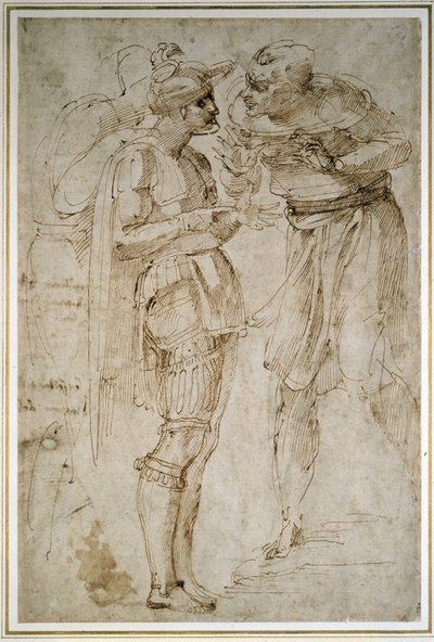 Drei Männer im Gespräch von Michelangelo Buonarroti