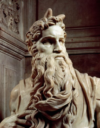Grab von Papst Julius II. 1453-1513, Detail des Kopfes von Moses, 1513-16 von Michelangelo Buonarroti