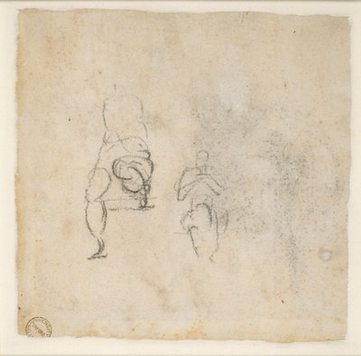 Zwei sehr leichte Skizzen von sitzenden Figuren, ca. 1490-1560 von Michelangelo Buonarroti