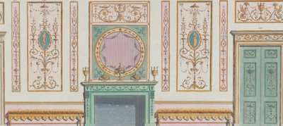 Innenverzierte Wand mit Türen und Kamin, Nr. 344-350..., 20. März 1785 von Michelangelo Pergolesi