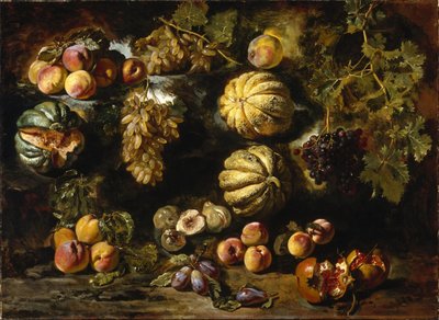 Stillleben mit Melonen, Pfirsichen, Feigen und Trauben von Michele Pace del Campidoglio