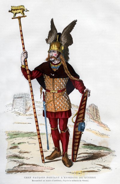 Gallischer Häuptling in Kampfausrüstung mit Standarte, 1882-1884 von Michelet