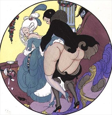 Lehrer schlägt seinen Schüler, Tafel 26 aus Die Freuden des Eros, veröffentlicht 1901 in Leipzig von Mihaly von Zichy