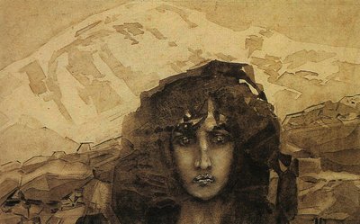 Kopf eines Dämons, 1890 von Mikhail Aleksandrovich Vrubel