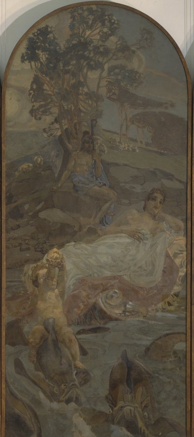 Venus, Amor und Paris Triptychon: Das Urteil des Paris, Mittelteil, 1893 von Mikhail Aleksandrovich Vrubel