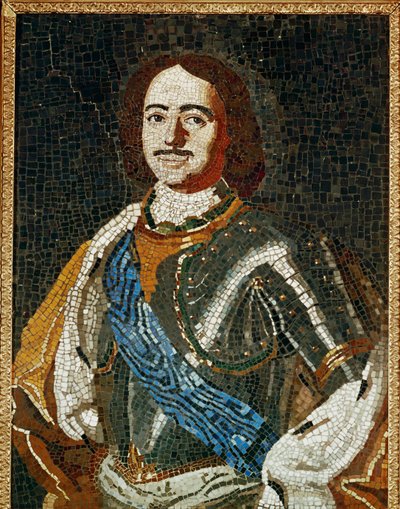 Porträt: Zar Peter der Große (Mosaik) von Mikhail Vasilievich Lomonosov