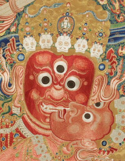 Detail der kaiserlichen bestickten Seiden-Thangka von Ming Dynasty Chinese School