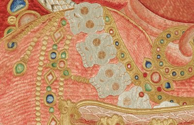 Detail der kaiserlichen bestickten Seiden-Thangka von Ming Dynasty Chinese School