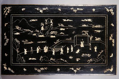 Kang-Tischplatte (lackiertes Holz mit Knocheneinlage) von Ming Dynasty Chinese School
