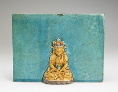 Fliese mit Figur des Buddha Amitabha von Ming Dynasty Chinese School