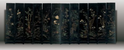 Zwölf-Panel-Coromandel-Bildschirm, Weiping von Ming Dynasty Chinese School