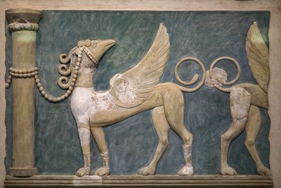 Fresko von hochreliefierten Greifen, Palast von Knossos, 1600-1450 v. Chr. von Minoan
