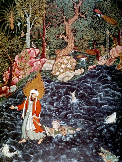 Der Prophet Elija rettet Prinz Nur ad-Dahr, 1562-1577 von Mir Sayyid Ali