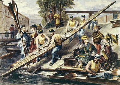 Ein Boot zu Wasser lassen von Miranda Miranda