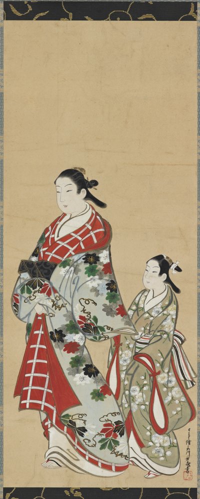 Yujo und ihre Schülerin Kamuro, Edo-Periode von Miyagawa Choki